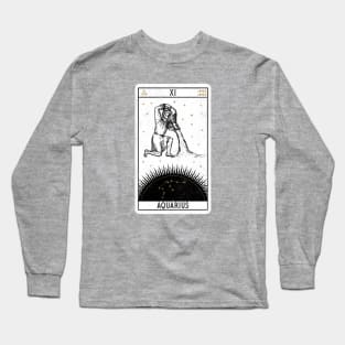 Aquarius Distressed Goth Tarot Zodiac Sign Long Sleeve T-Shirt